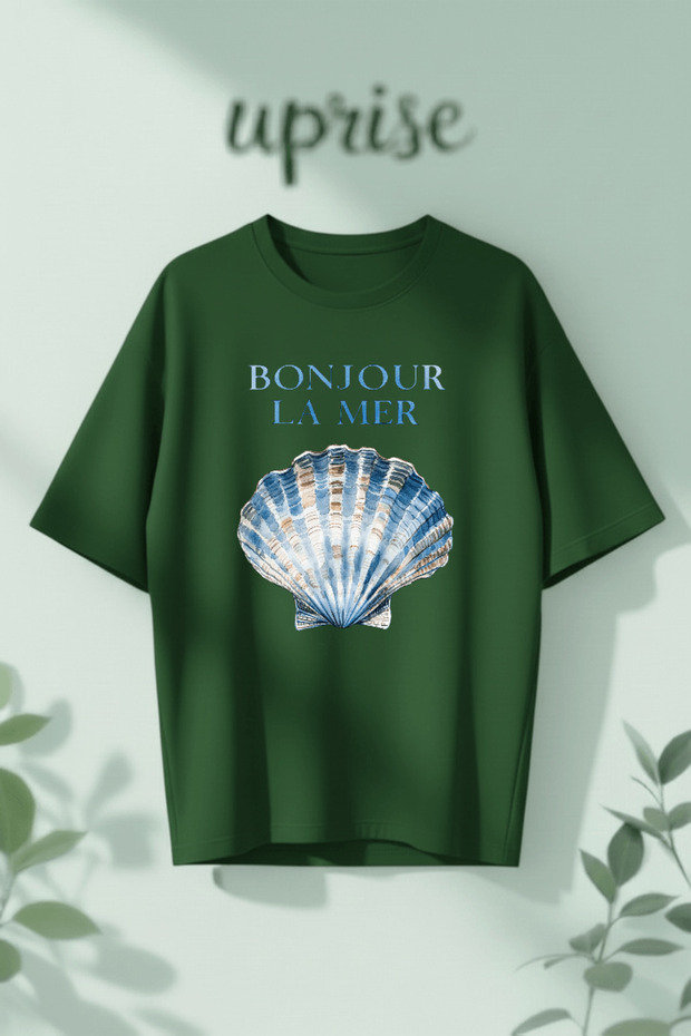 Bonjour La Mer Printed Cotton Oversize T-Shirt