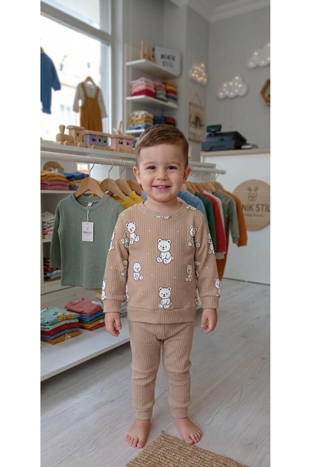 Baby Set with Teddy Bear Print