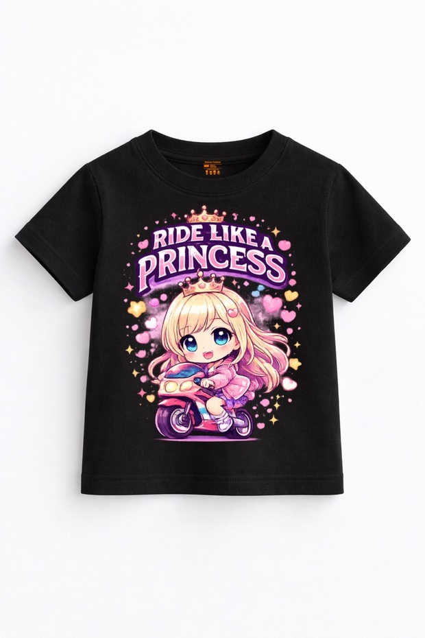 Mini Princess Rider – Cute Biker Princess Printed Girls' T-Shirt