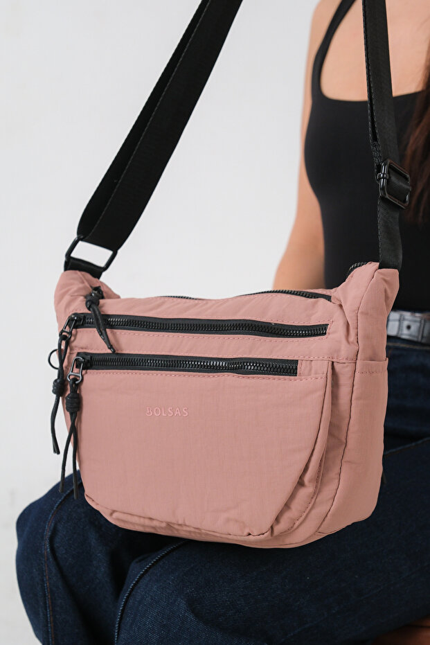 Ophelia Rosetti Pink Women's Multi-Compartment Waterproof Crinkle Daily Crossbody Bag