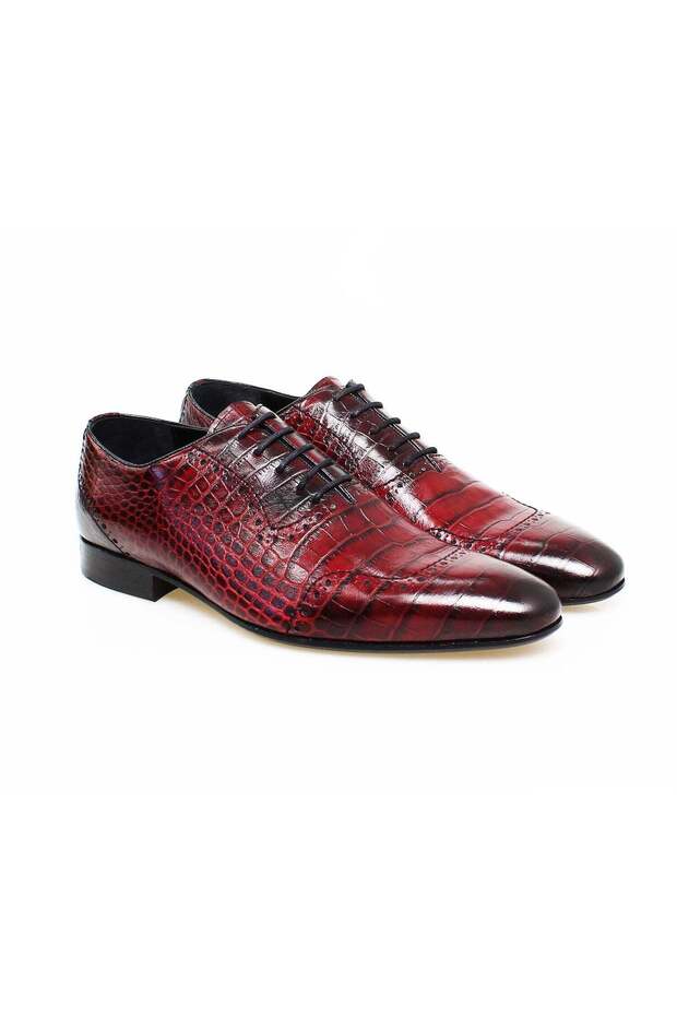 Bordo Color Lace-Up Genuine Leather Men's Shoes