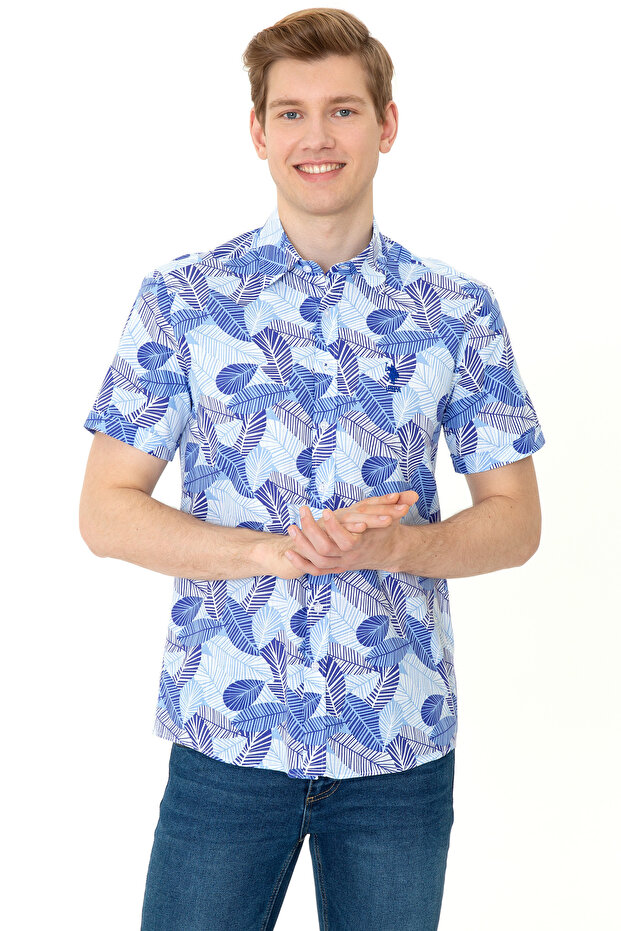 Men's Blue Short Sleeve Shirt 50247596-Vr212