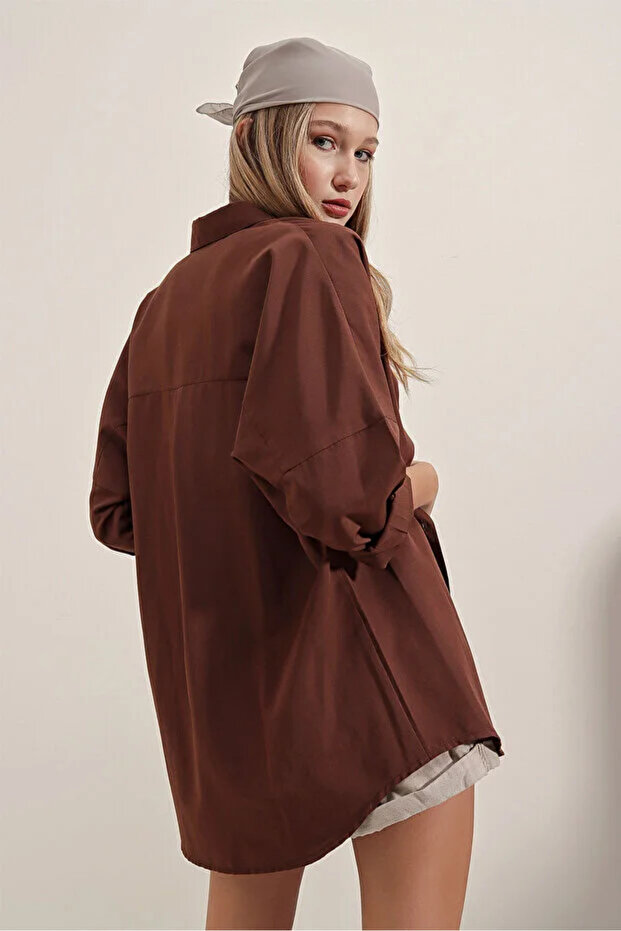 Дамска дълга риза Oversize Basic - 6