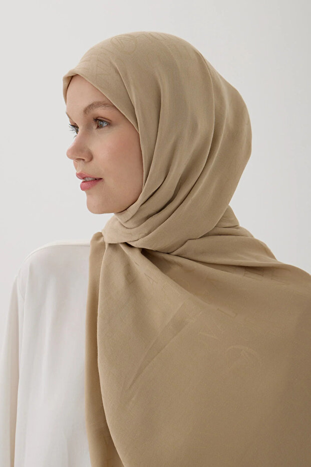 60% Floss 40% Cotton Logo Shawl_Beige