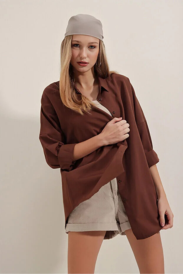 Дамска дълга риза Oversize Basic - 4