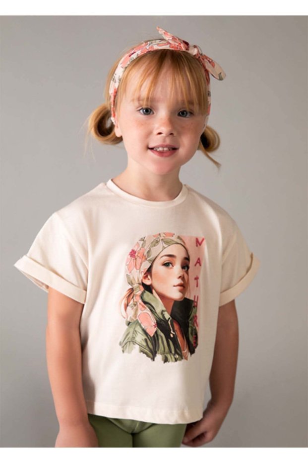 Summer Girl's Bandana Tshirt - Beige