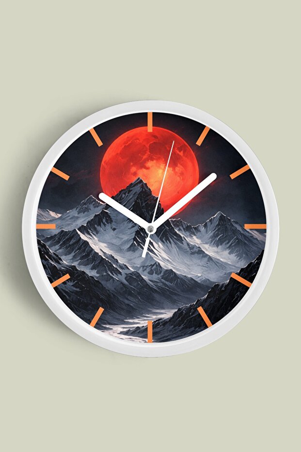 Abstract - Bohemian - Nature - Sea View Modern Wall Clock - 42cm - White Case with Glass Front