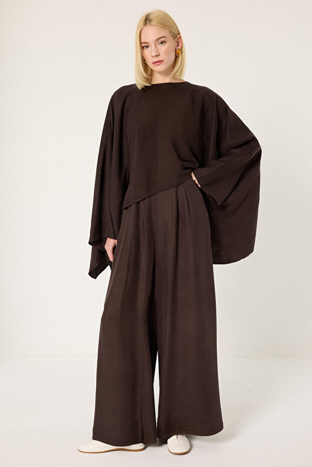 Cloaked Blouse Pants Modal Suit