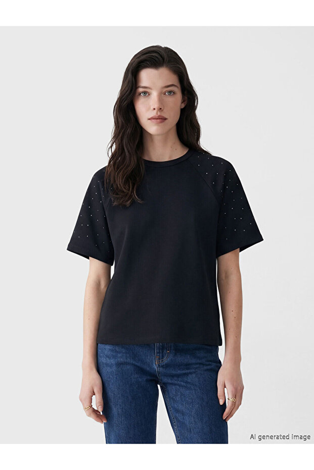 Original Oval Collar Stoned Soft Touch Women's T-Shirt