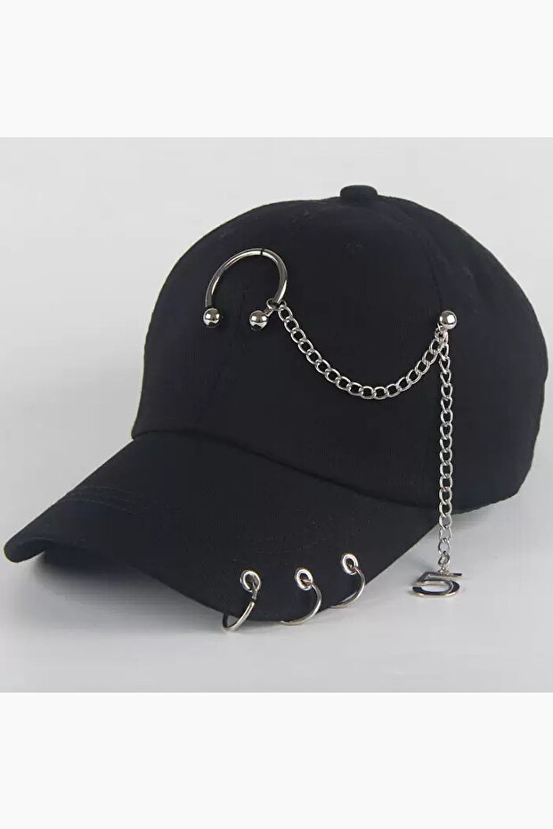 Piercingli Metal Retro Cotton Black Baseball Cap Hat Men/Women (Adjustable at the Back)