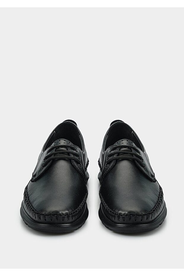 Black Leather Men's Shoes - 3