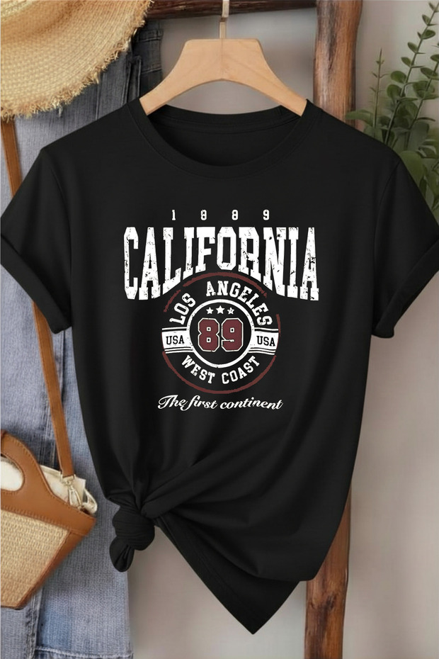 California Printed Women's Khaki T-Shirt