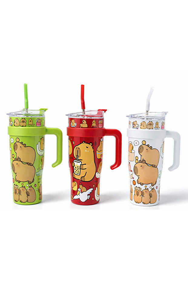 Prestigious Capybara Thermos Water Bottle with Straw for Office, Home, Office Gift