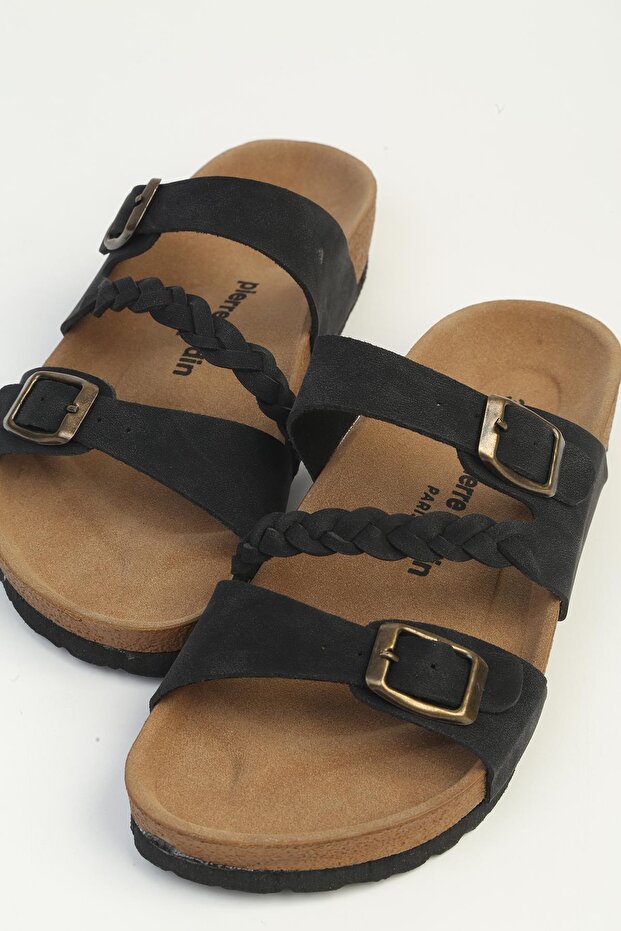 Black Nubuck Women's Slippers Pc-7911