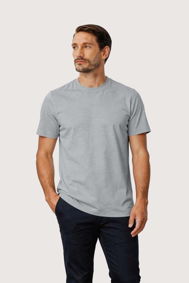 Gray 100% Cotton Men's T-Shirt – Crew Neck