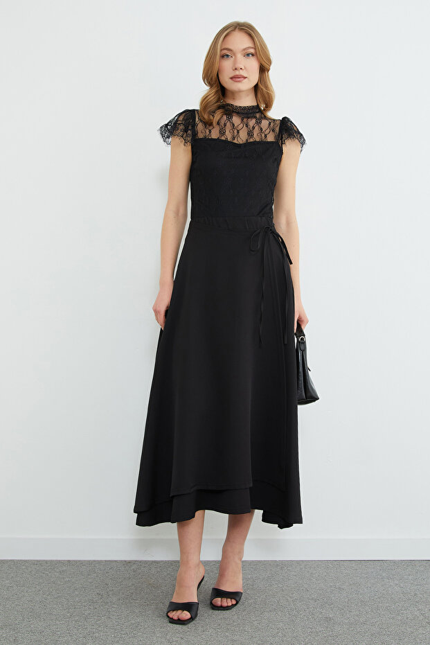 Side Tie Layered Maxi Skirt