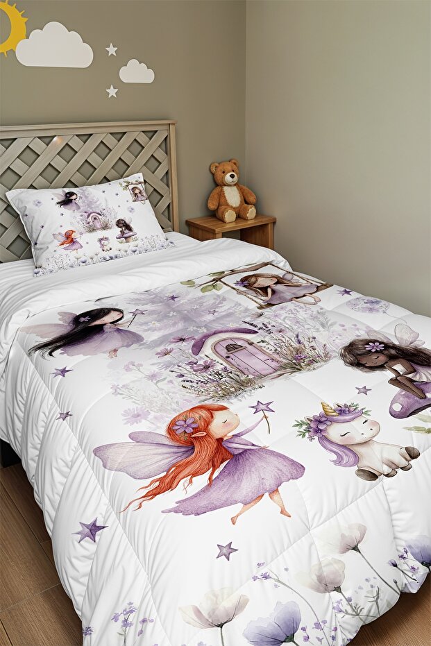 Sparkling Fairyland Patterned Single Duvet and Pillowcase