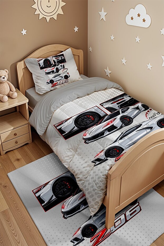 Border Patterned Single Duvet and Pillowcase - 4