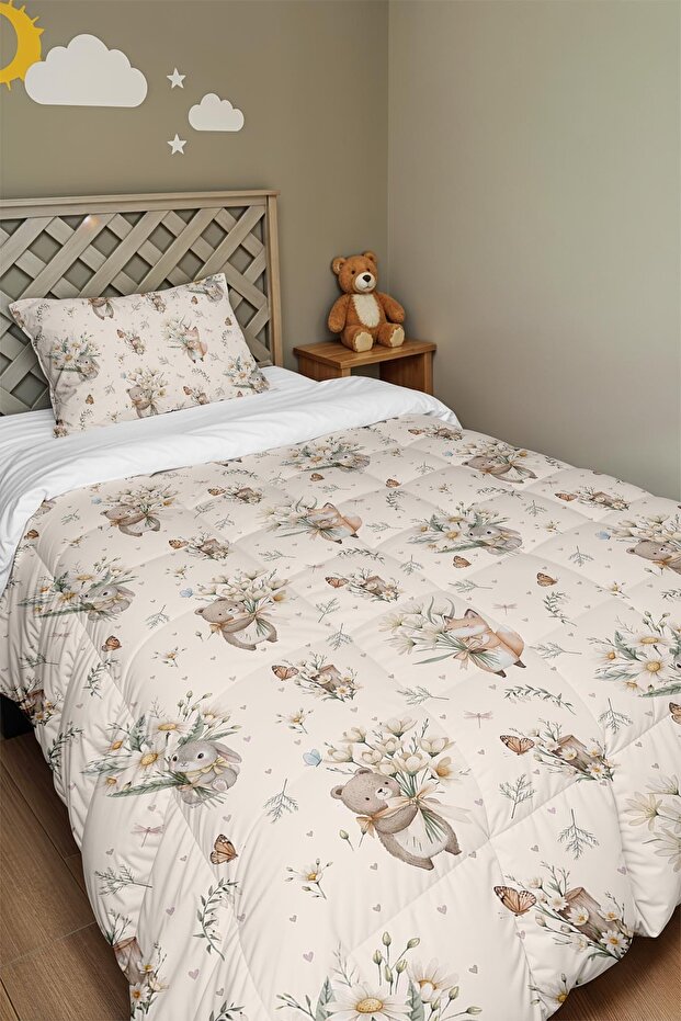 Floral Cute Forest Pattern Single Duvet and Pillowcase