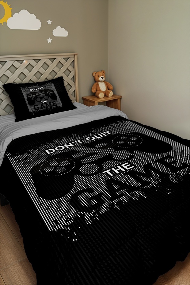 Game Dropout Patterned Single Duvet and Pillowcase