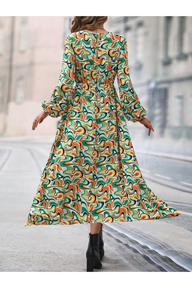 Rochie lungă multicoloră Carian - S - 2