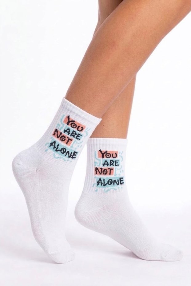 Calligraphy Themed Cotton Socks Colorful Women's Men's Teen College Socks - Single