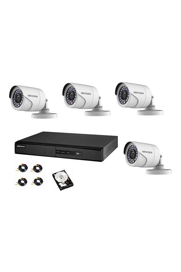 مجموعة كاميرات مراقبة هيكفيجن عالية الجودة بدقة 2 ميجا بكسل مجموعة نظام امان 4 قنوات – رؤية ليلية