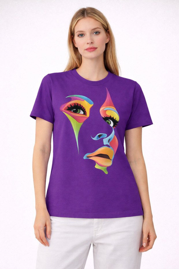 Unisex Oversize T-Shirt Half Face Printed 100% Cotton T-Shirt Comfortable Fit