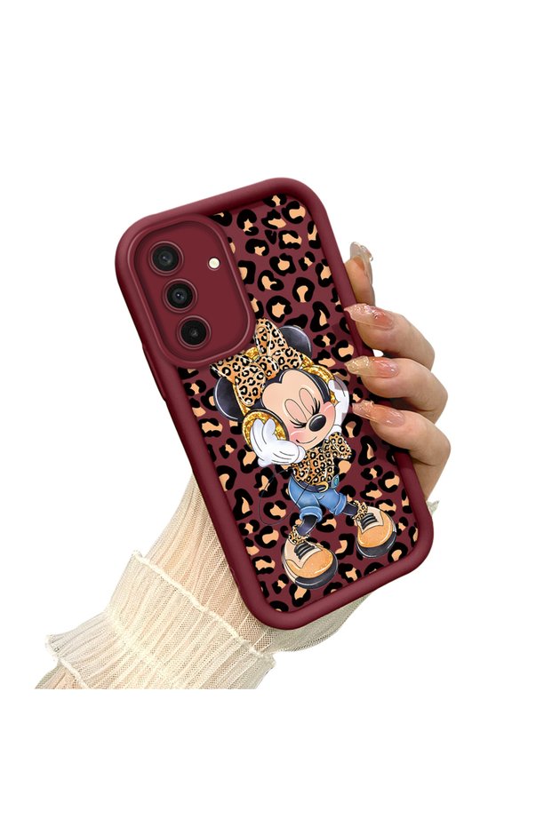Simple Maroon Silicone Phone Case Compatible with Samsung Galaxy A17 4g Shockproof Mickey Pattern