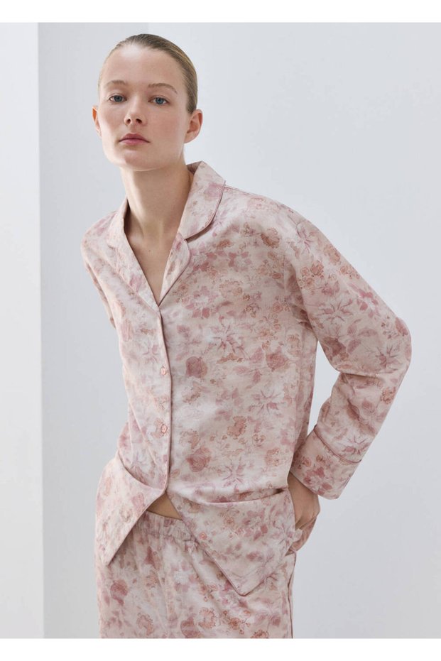 Biyeli desenli pijama üstü