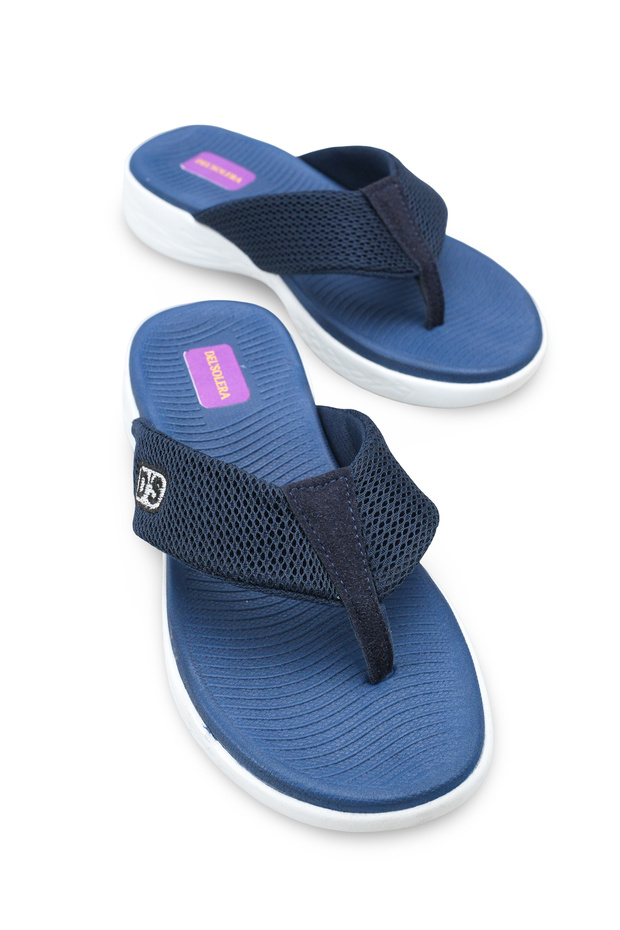 Delaveva Navy Blue Women's Flip Flops Non-Slip Sole Orthopedic Mesh Daily Comfortable Slippers