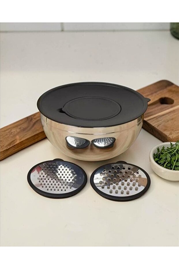 5-Piece Grater & Mixing Set (Storage with Lid) 24cm - Stainless Steel