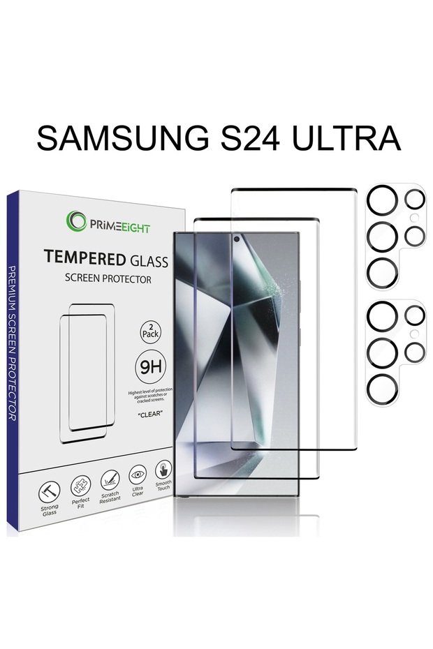 [قطعتان] واقي شاشة لهاتف سامسونج جالاكسي S24 ألترا مقاس 6.8 بوصة و[قطعتان] واقي كاميرا