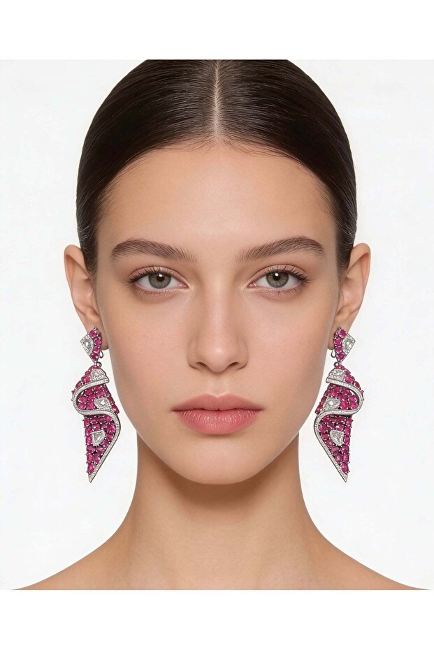 fuchsia Prism Drop Earrings - 1
