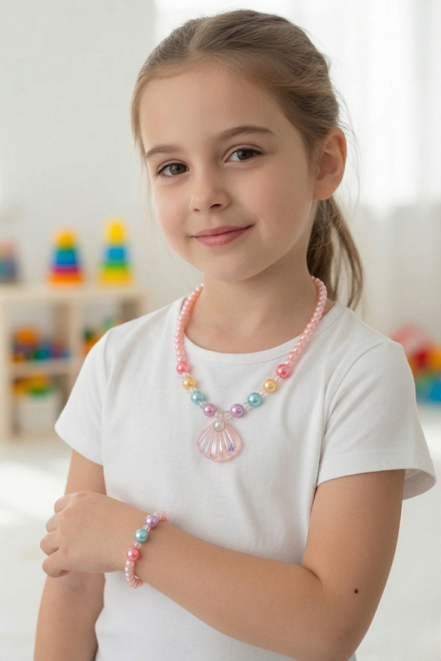 Girls' Musselenecklace Bracelet Set