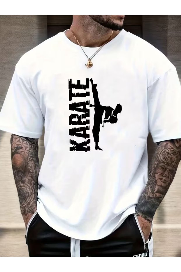Men's Karate Printed Oversize T-Shirt Loose Fit