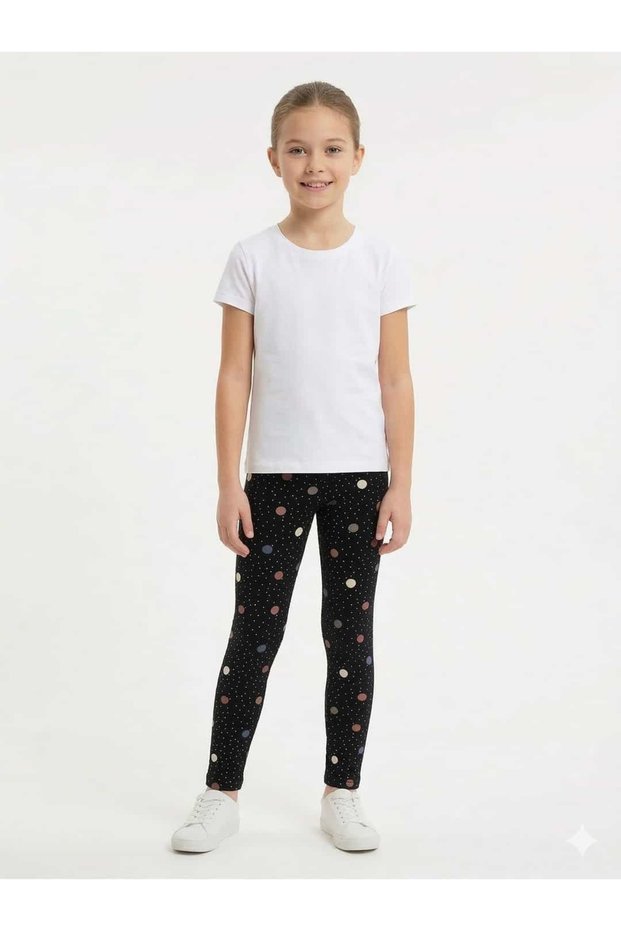 Black Girls' Polka Dot Tights - Colorful Spotted Textured Stretchy Children's Tights