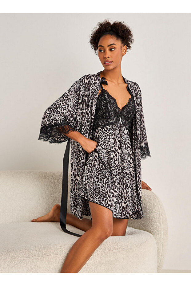 Slip Dress with Robe and Thongs