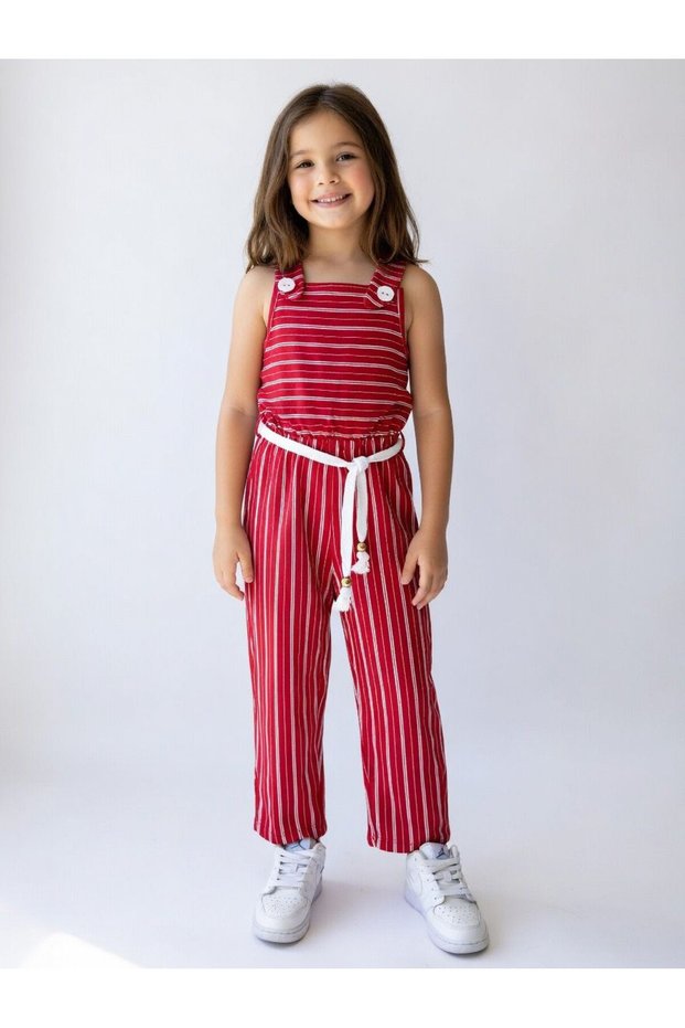 Line-Detailed Girls' Jumpsuit