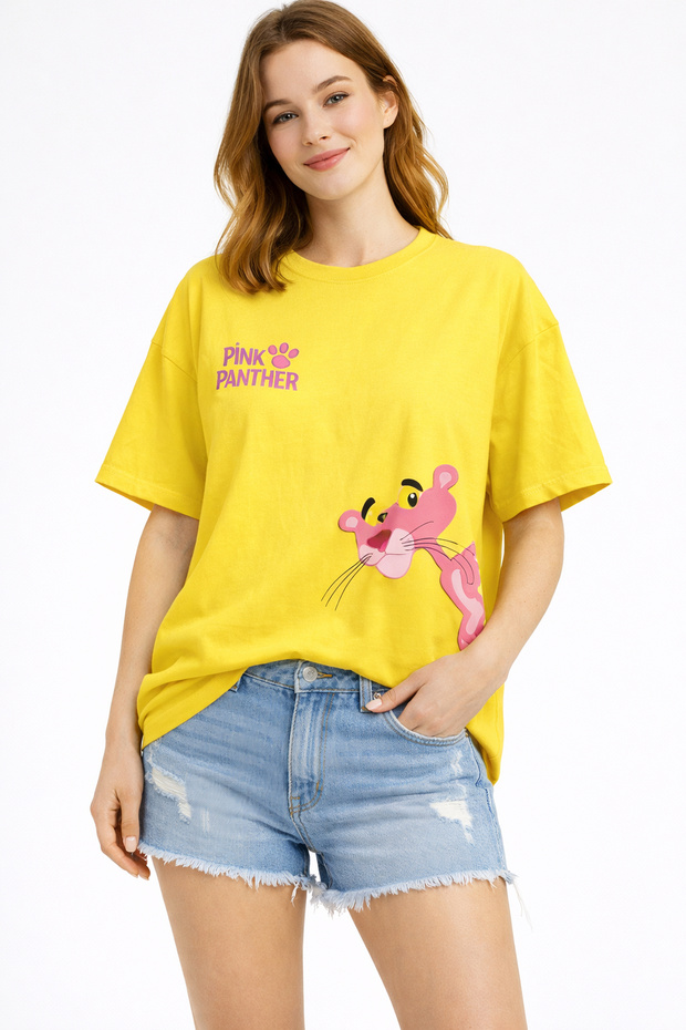 Pink Panther Printed Unisex Oversize T-Shirt – Cotton Trend T-Shirt