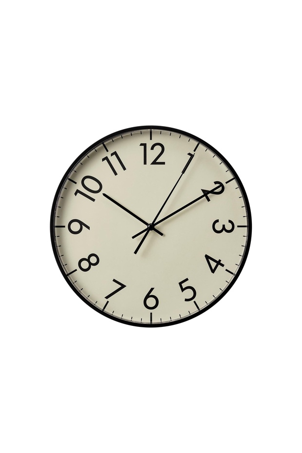 Tallsparv Wall Clock, Black-Beige, 28 Cm, Silent Running Clock, Minimalist Design Clock