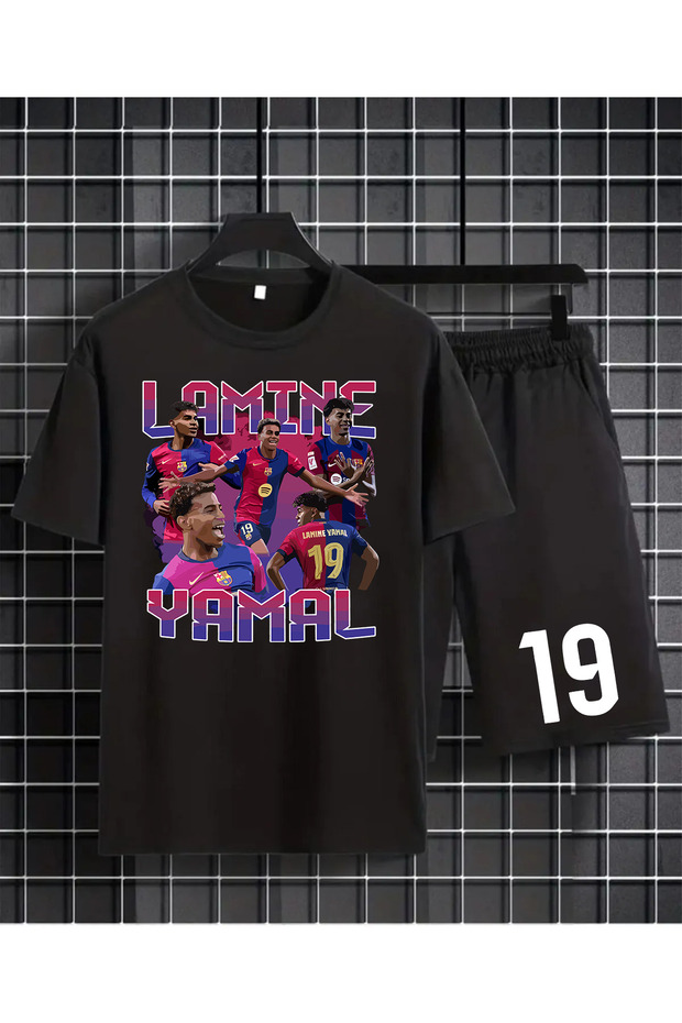طقم تي شيرت وشورت للأطفال مطبوع عليه LAMINE PATCH