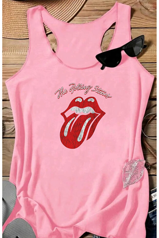 Rolling Stones Printed Sleeveless Swimmer Tank Top Women's Tshirt