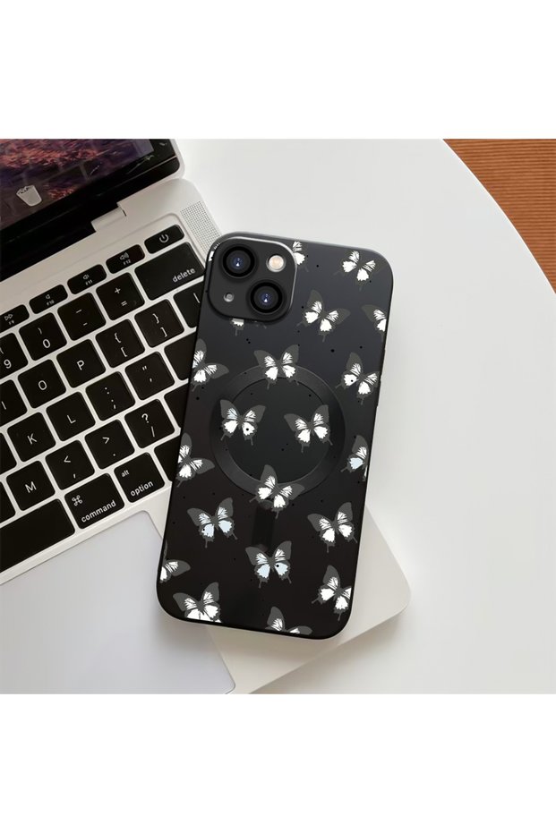 iPhone 15 Plus Compatible Butterfly-Patterned, High-Quality Magnetic Phone Case