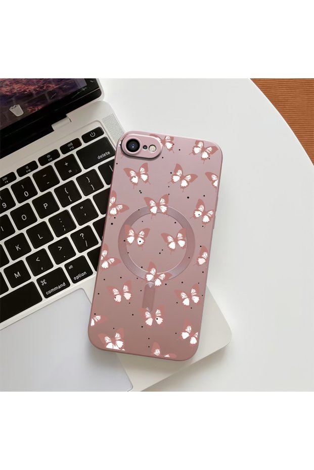 iPhone 7/8/Se 2020 2022 Compatible High-Quality Magnetic Phone Case with Butterfly Pattern