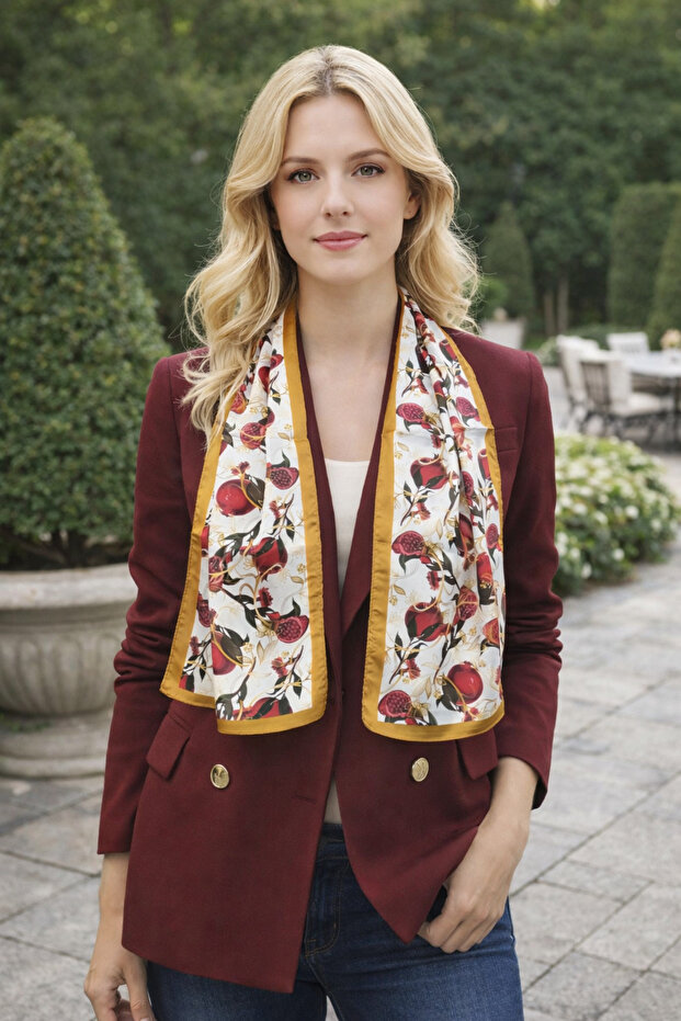 Pomegranate Pattern Long Scarf 120X25 cm