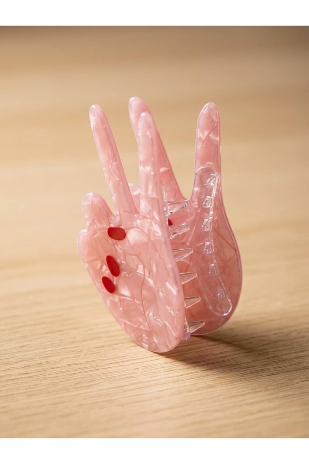 Women's Pink Bone Acetate Look Hand Figured Design Hair Clip