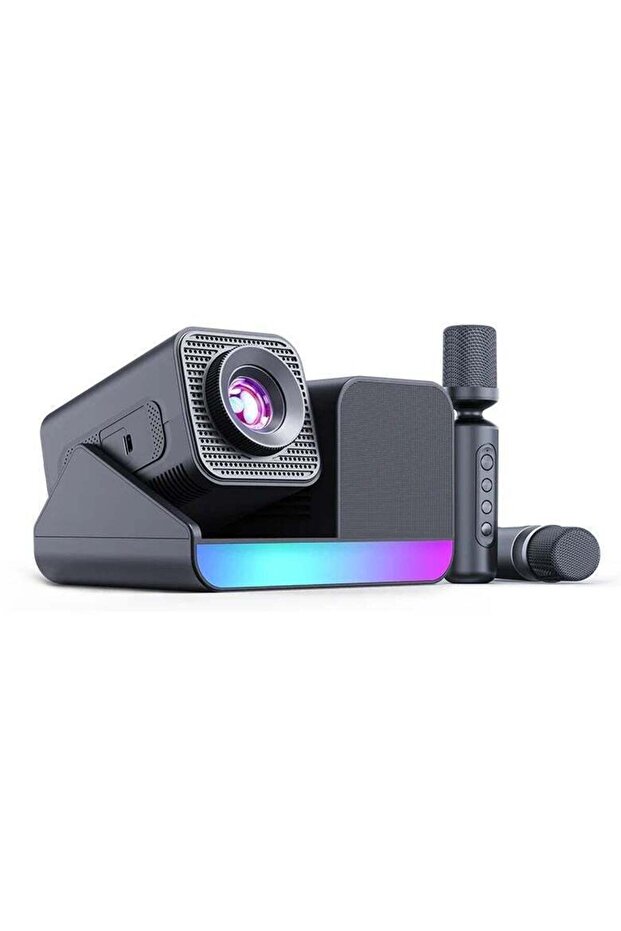 130-Inch HD Smart Projector with Bluetooth Karaoke Microphone
