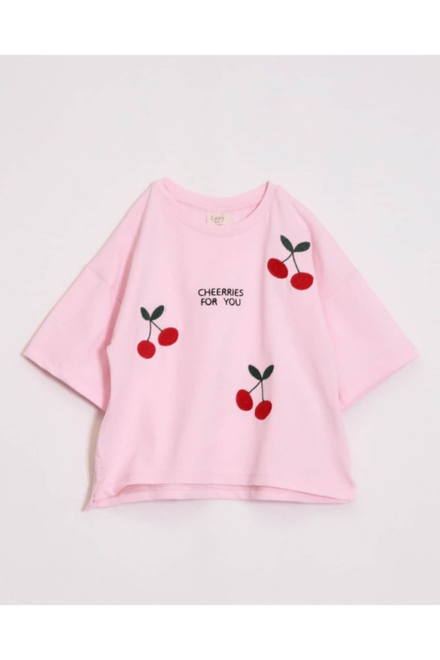 Girl's Cherry Embroidered T-Shirt