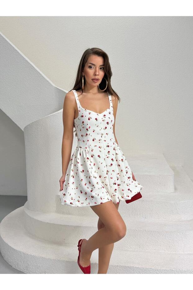 Zr Model Floral Patterned Mini Dress